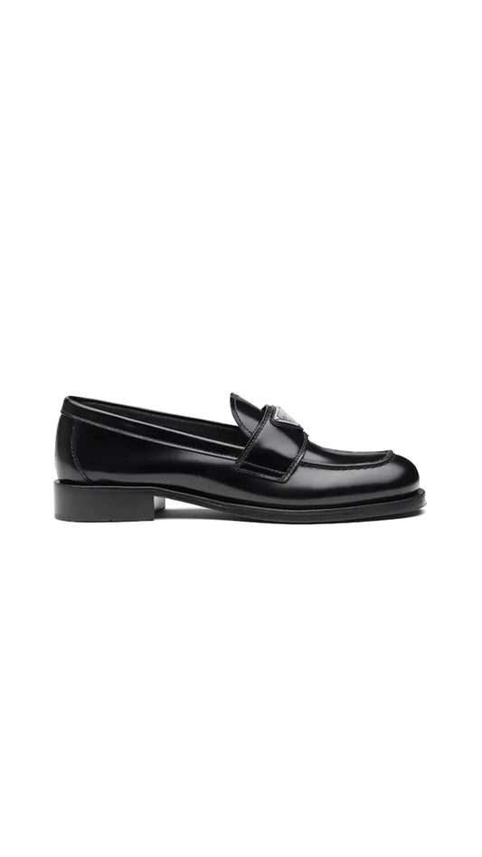 Unlined Brushed Leather Loafers - Black.