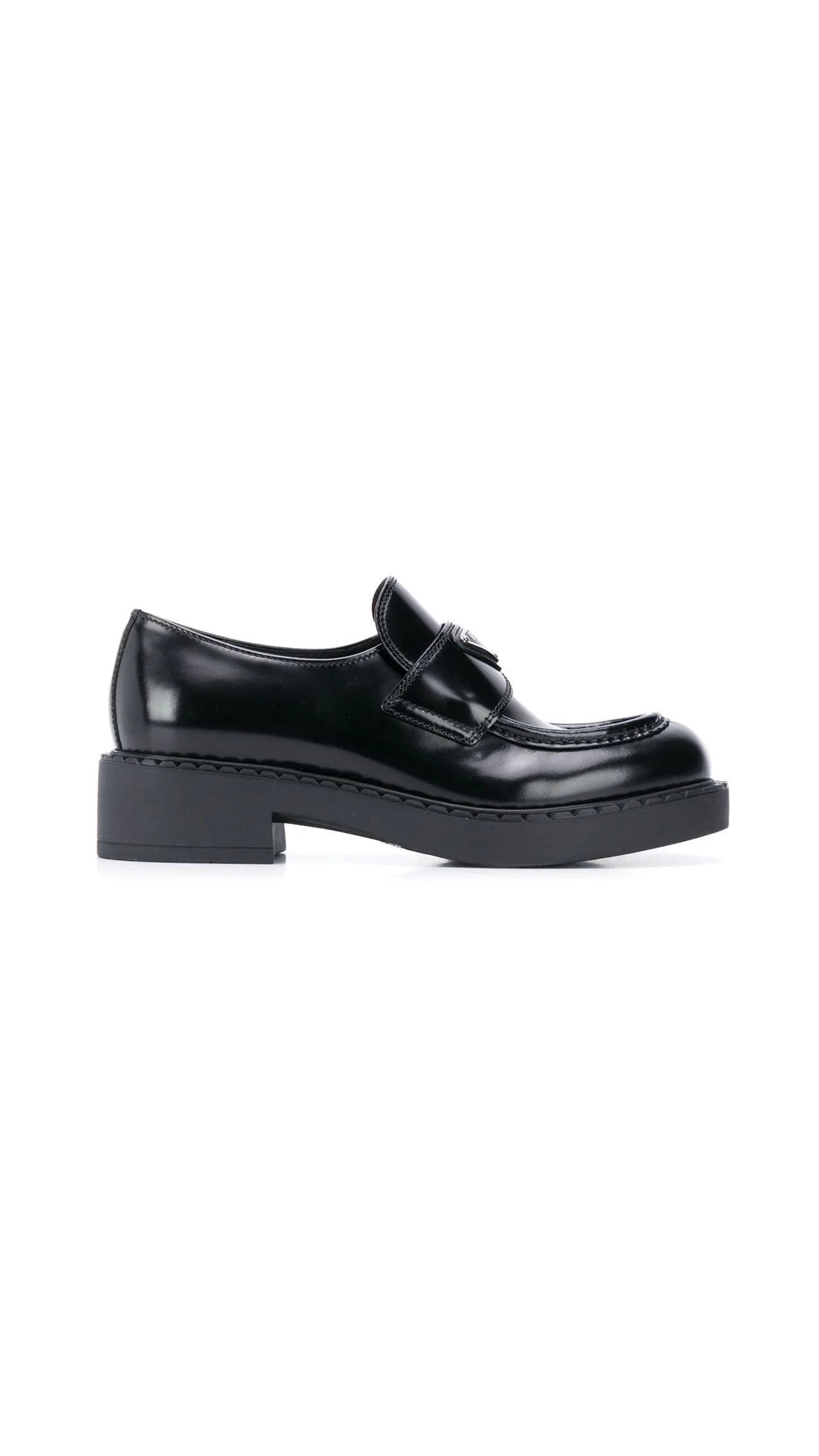 Brushed Leather Loafers - Black