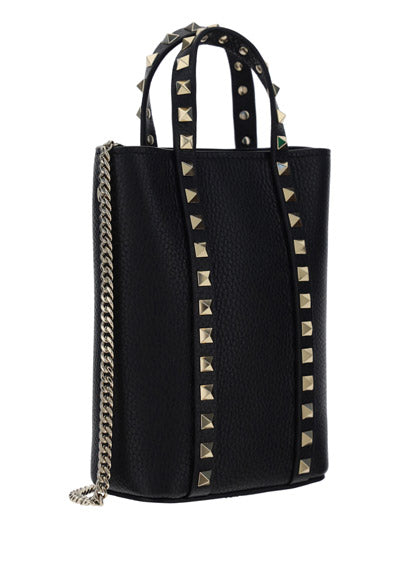 Rockstud Calfskin Leather Tote - Black.
