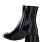 Patent Cap-Toe Ankle Booties - Black