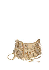 Le Cagole Mini Purse With Chain Metallized With Rhinestones - Golden