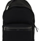 City Backpack In Nylon Canvas And Leather - Black