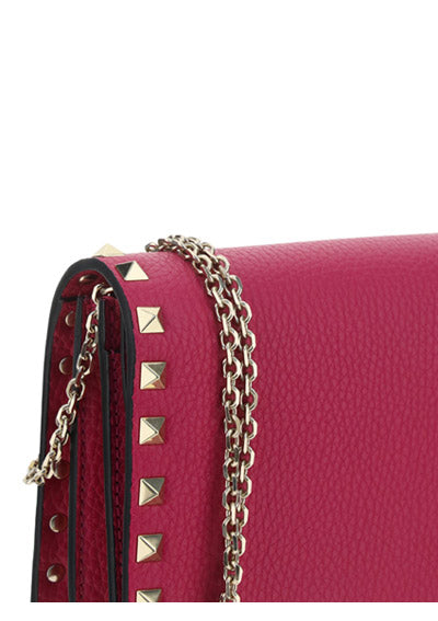 Rockstud Calfskin Chain Pouch - Blossom