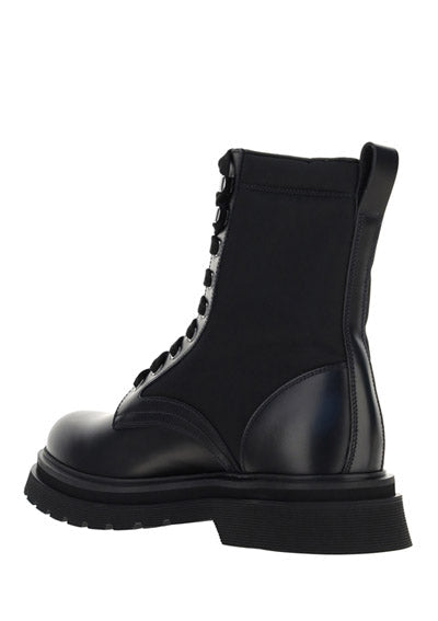 Brushed Rois Leather And Nylon Booties  - Black