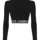 Long-sleeved Jersey Top with Branded Elastic - Black