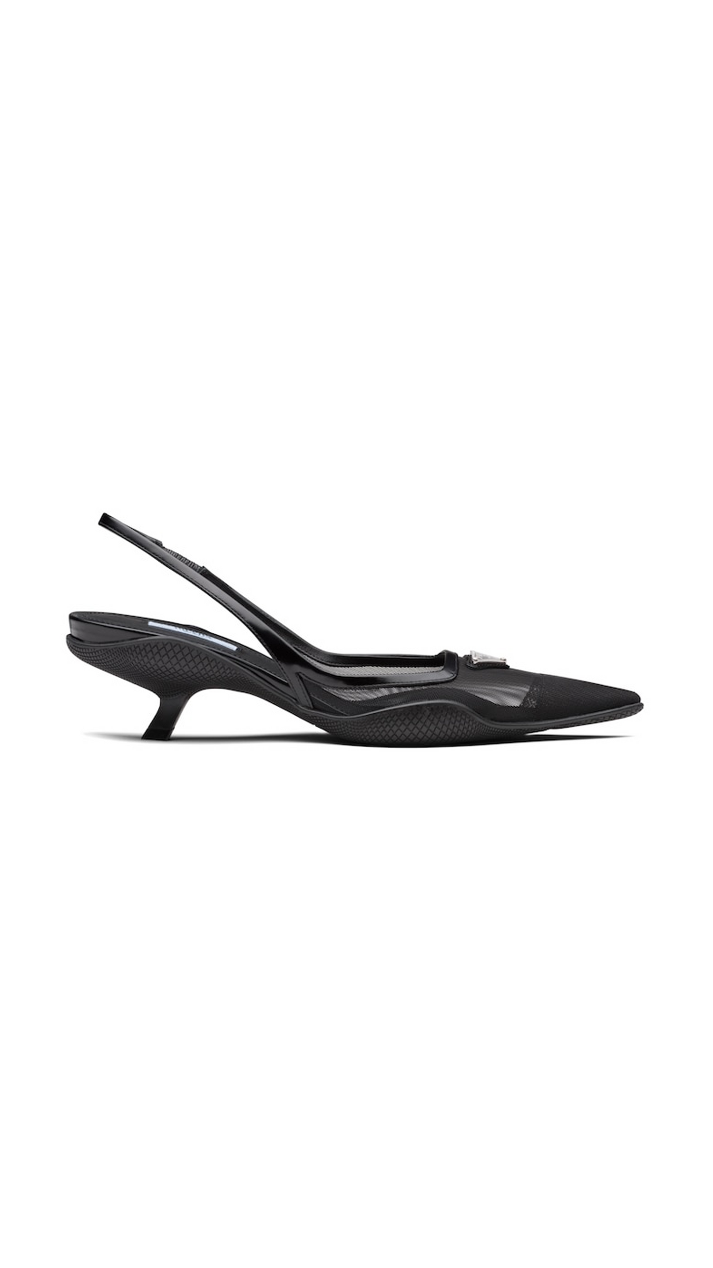 Mesh Fabric Slingback Pumps - Black