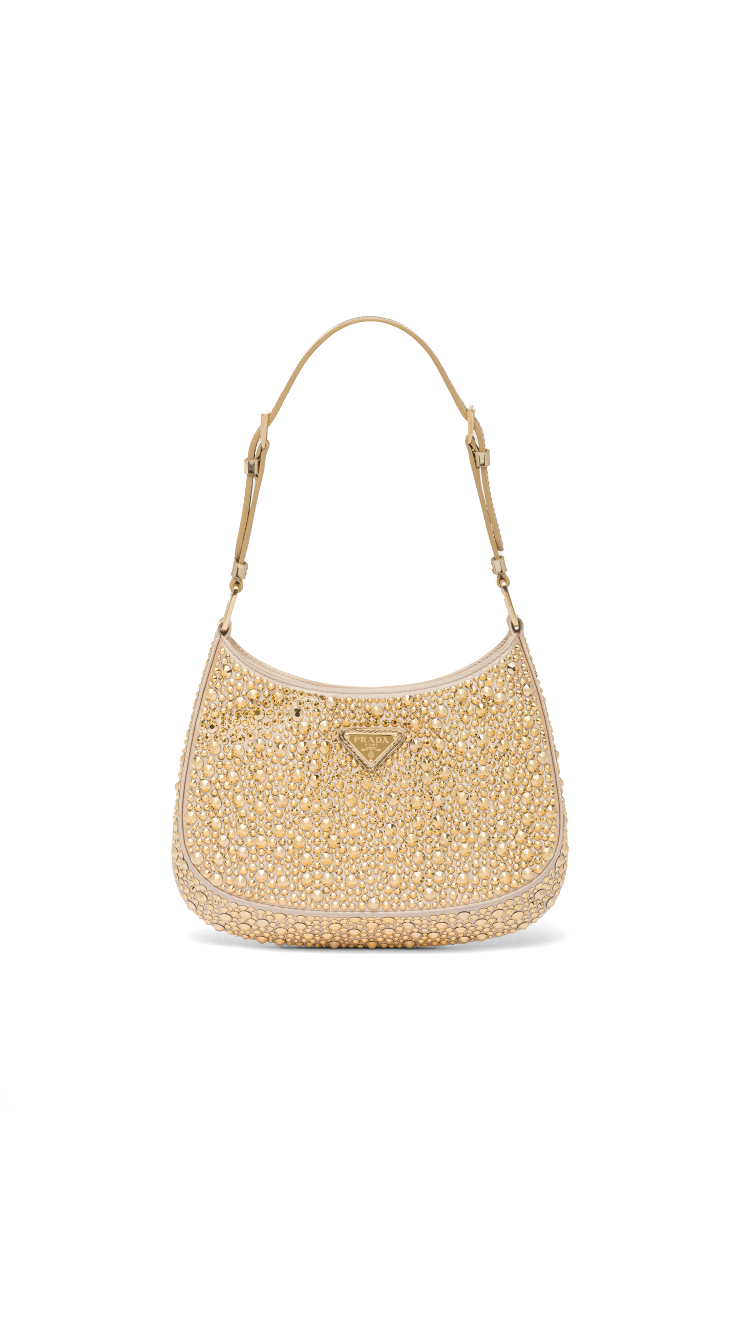 Prada Cleo Satin Bag with Crystals - Platinum