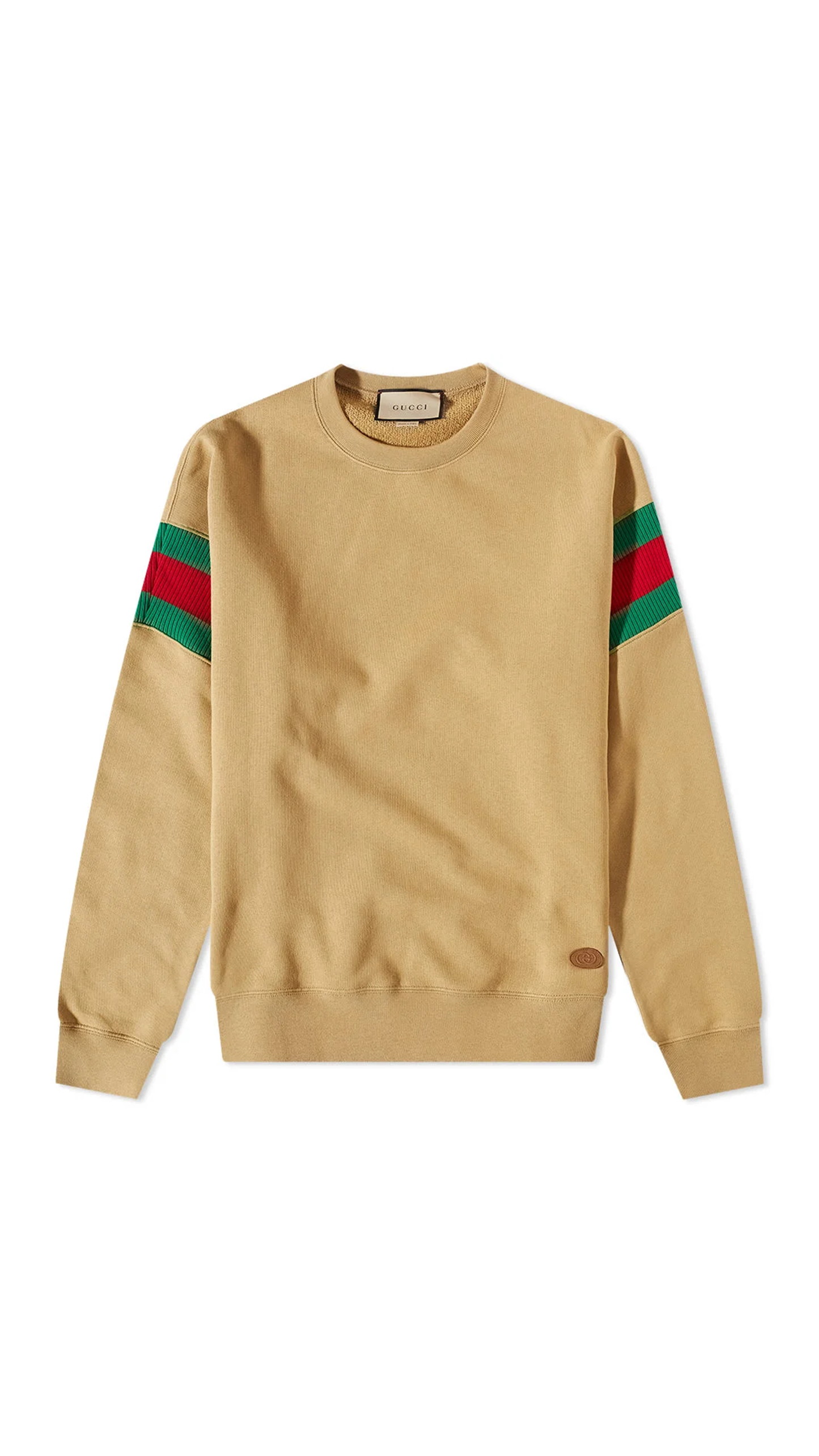 Cotton Jersey Sweatshirt with Arm Webbing - Camel/Green/Red