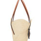 Petal Basket Bag in Raffia and Calfskin - Natural/Tan