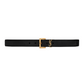 Cassandre Belt with Square Buckle in Suede Leather - Black