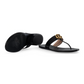 Leather Thong Sandal with Double G - Black