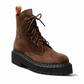 Suede Lug Sole Platform Combat Boots - Dark Brown