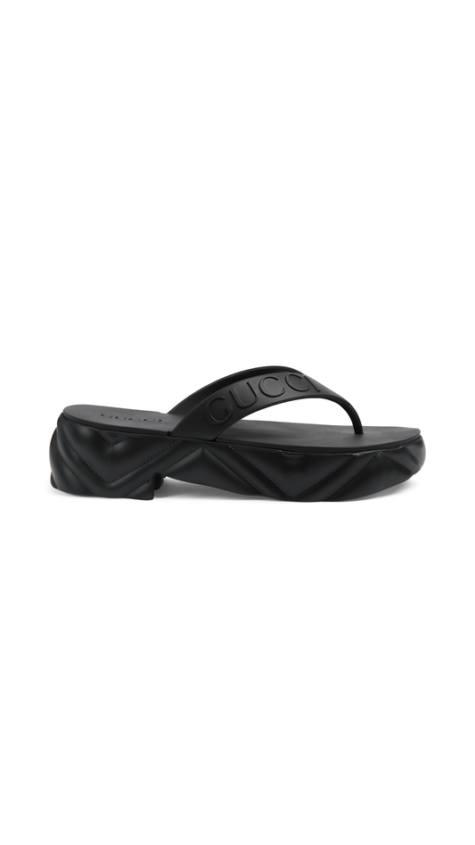 Thong Rubber Platform Sandal - Black
