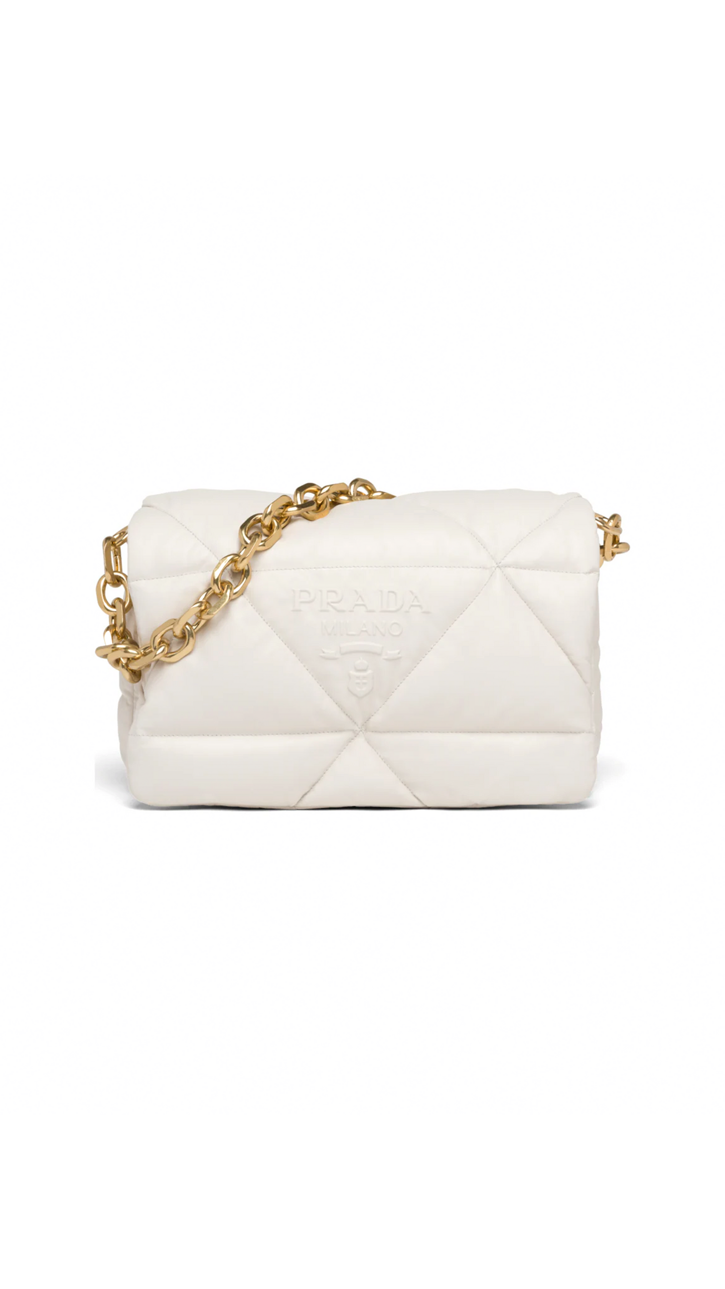 Padded Nappa Leather Shoulder Bag - White