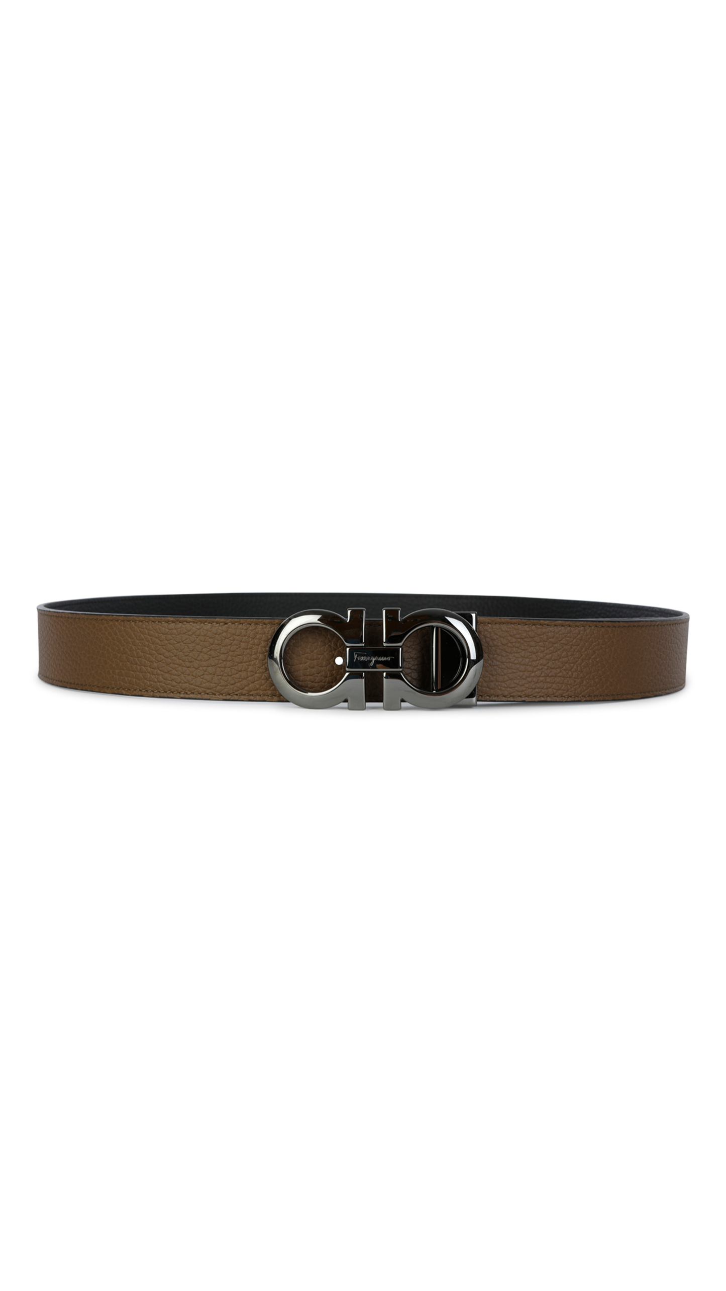 Reversible and Adjustable Gancini Belt - Black/Brown