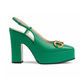 High Heel Pump - Green Leather