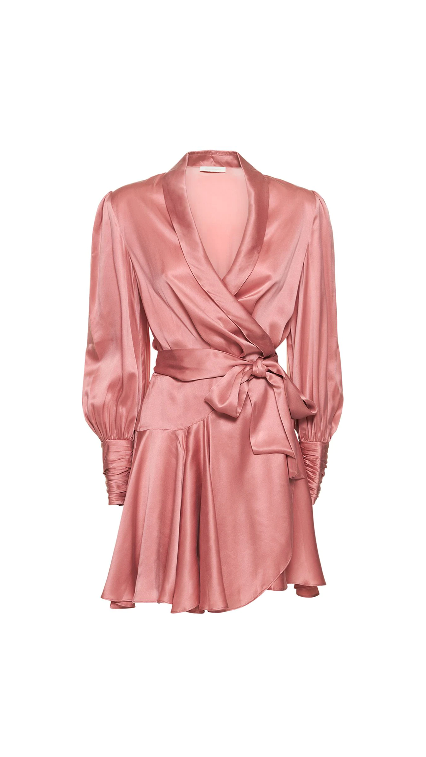 Silk Wrap Mini Dress - Lipstick