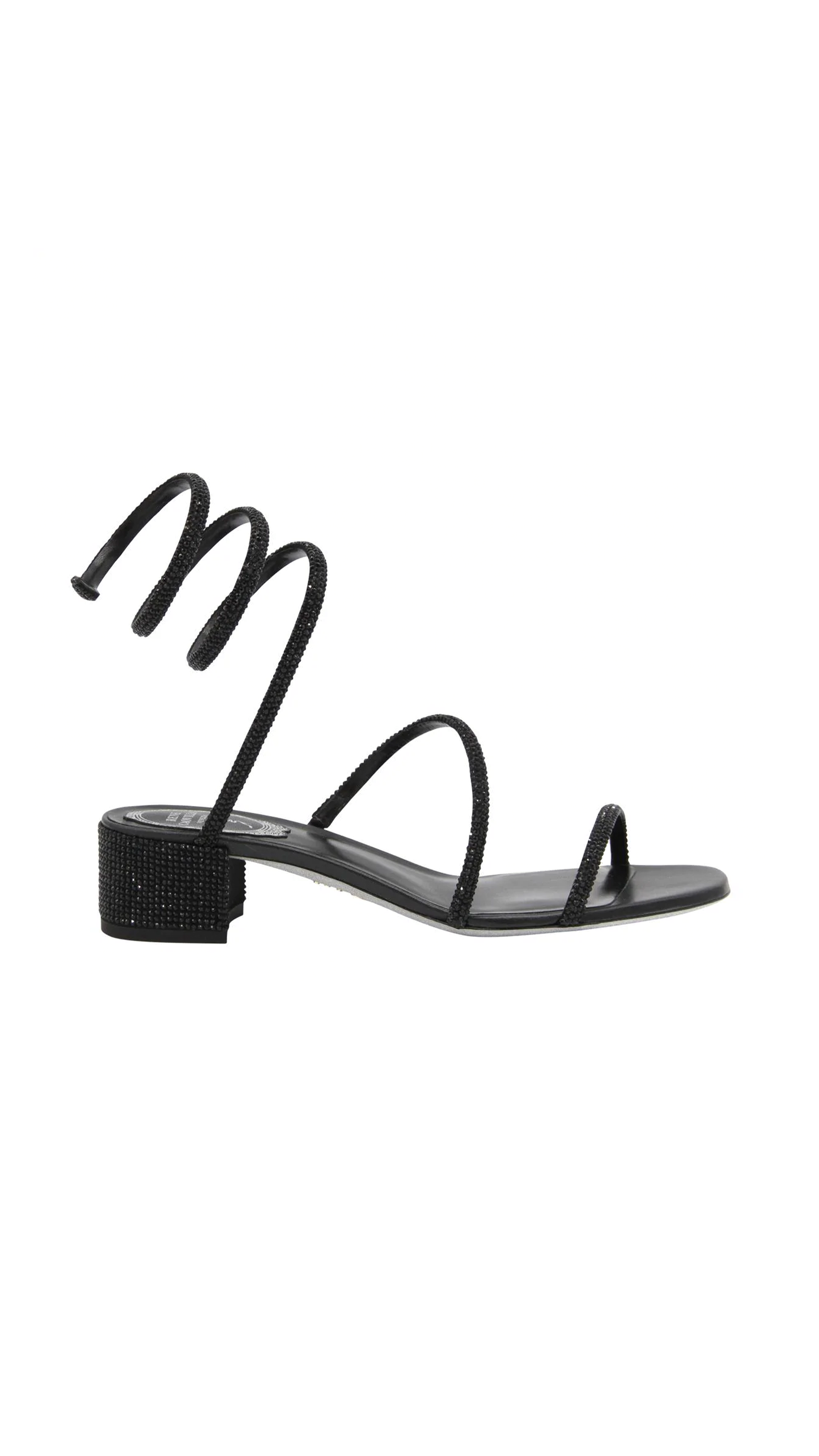 Flat Satin and Crystal Sandal Cleo - Dark Grey