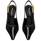 Lee Slingback Pumps in Crocodile Embossed Leather - Black