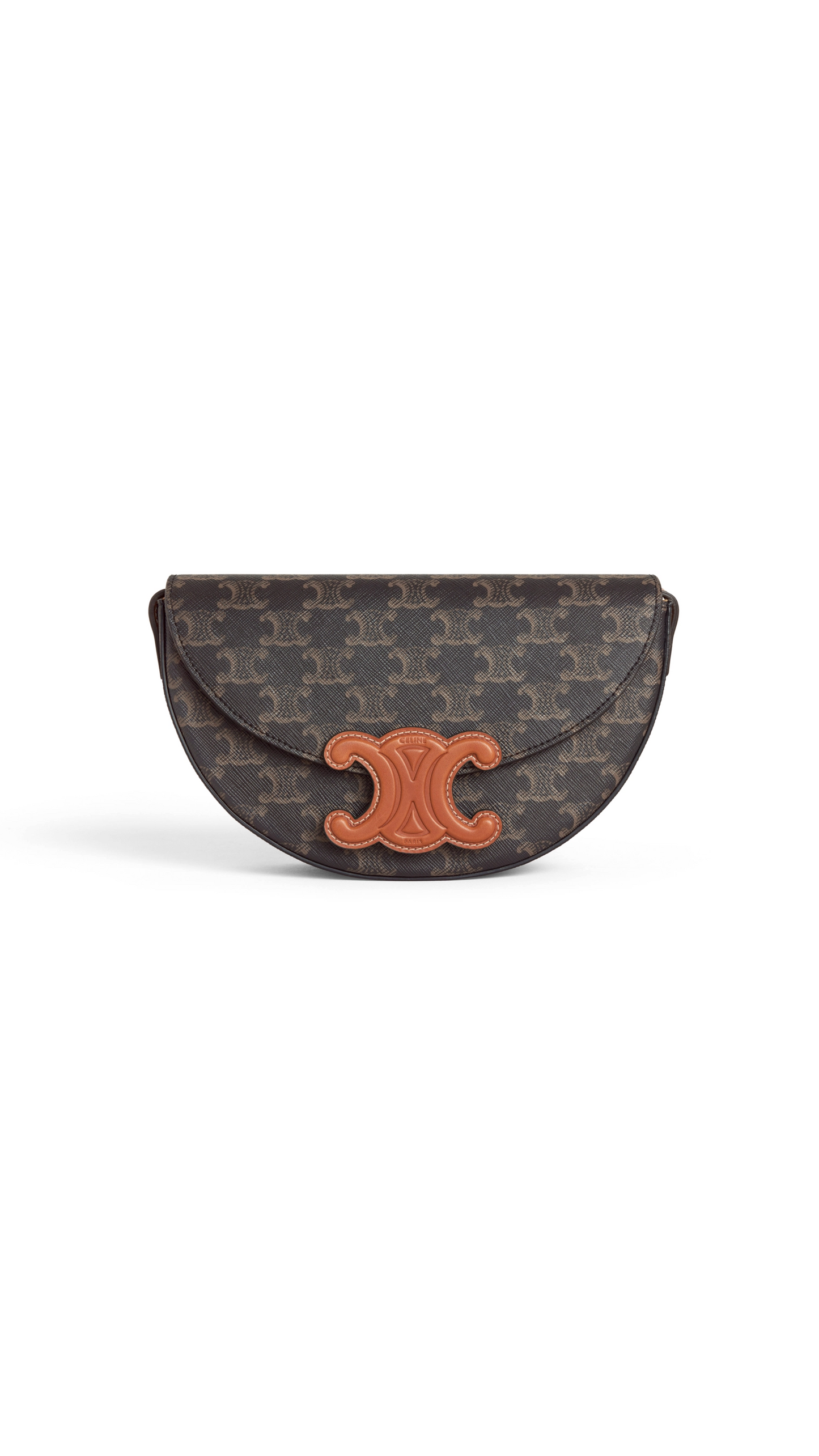 Besace Cuir Triomphe in Canvas and Calfskin - Tan