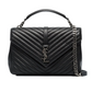 College Large Chain Bag In Quilted Leather - Black / Silver