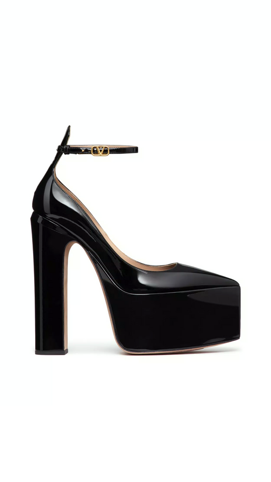 Tan-go Platform Pump in Patent Leather 165mm- Black