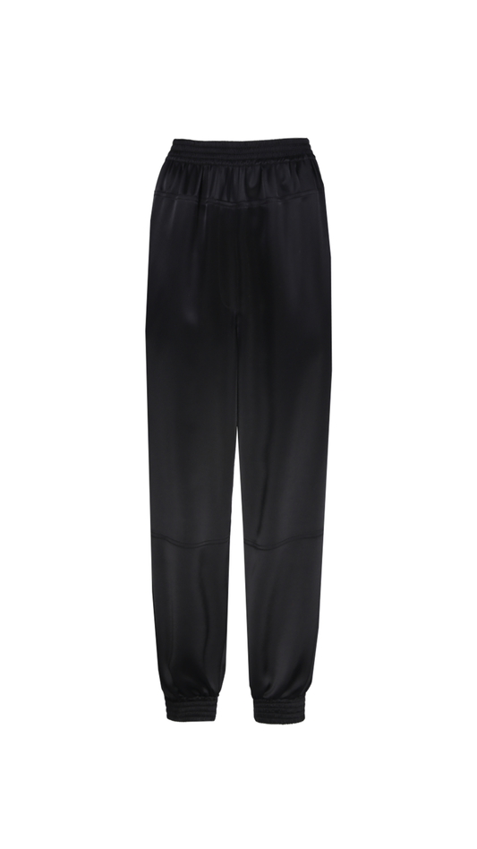 Crepe Satin Sweatpants - Black