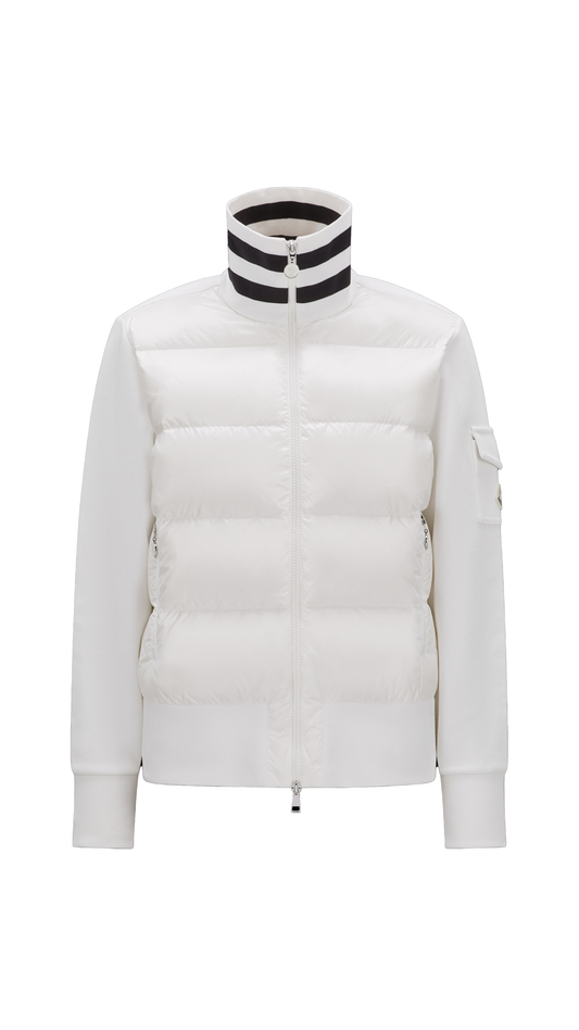 Padded Cotton Cardigan - White/Black