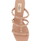 Rockstud Calfskin Leather Slide Sandal 60MM - Rose Cannelle