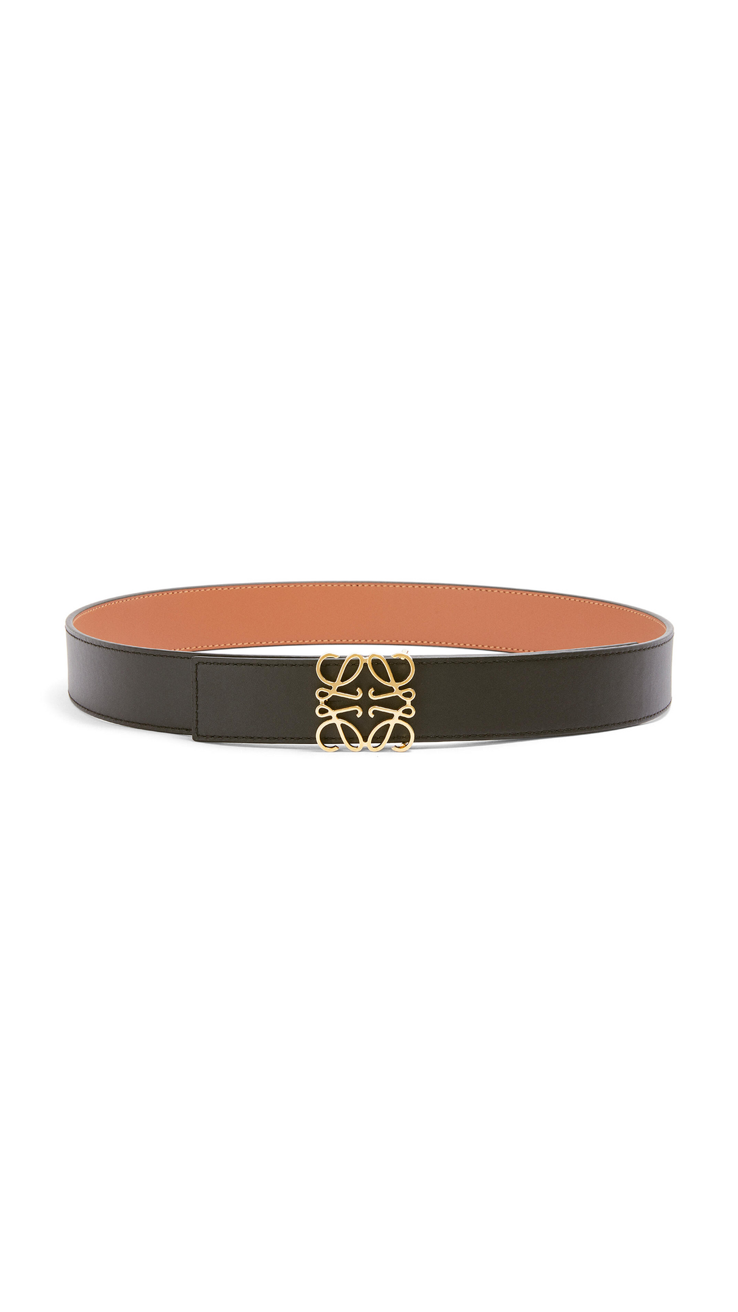 Reversible Anagram Belt in Smooth Calfskin - Tan/Black/Gold