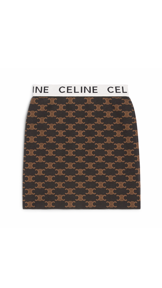 Mini Skirt Monogram Silk Cotton - Brown