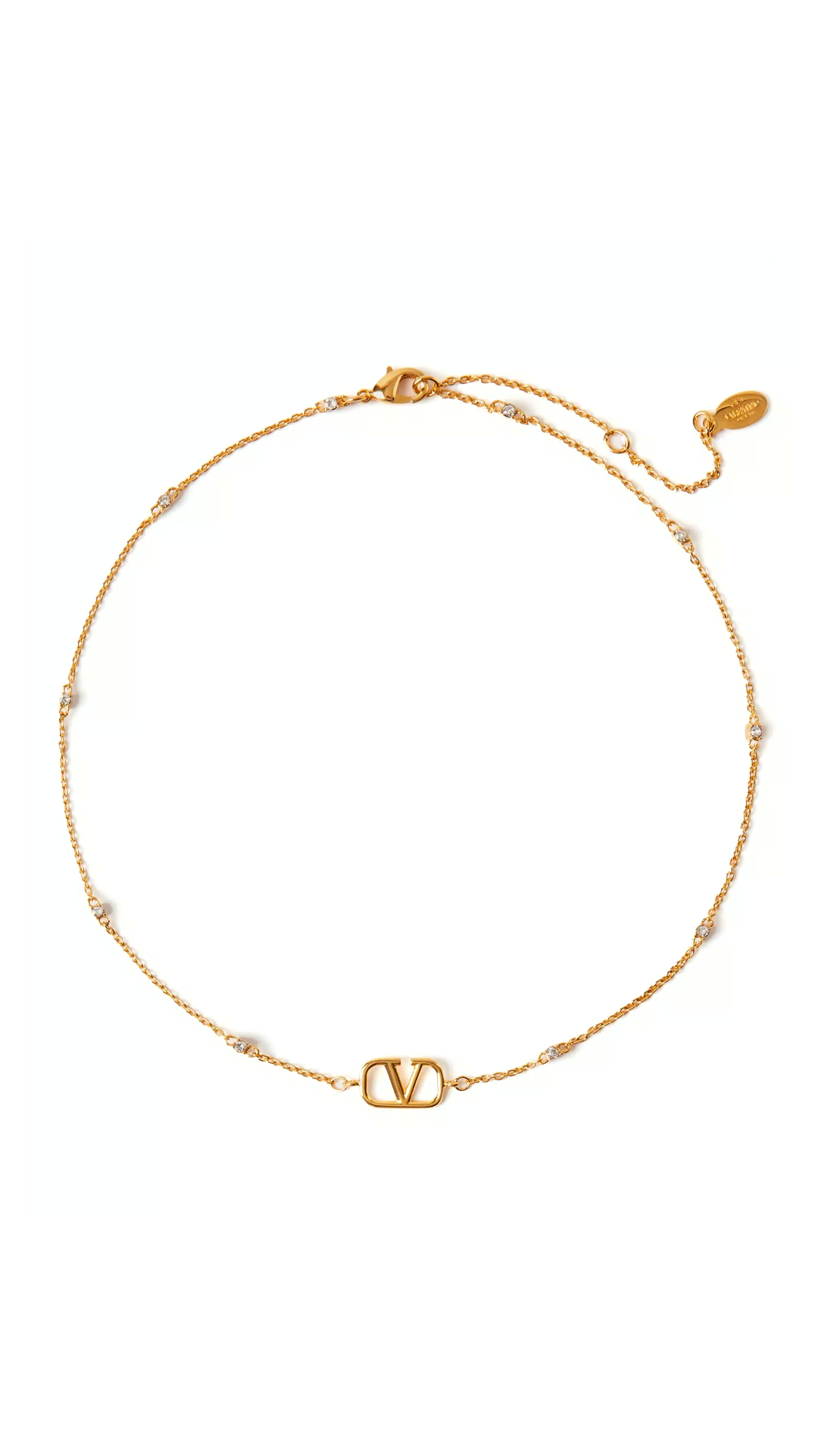 Mini Vlogo Signature Necklace in Metal and Swarovski® Crystals - Gold