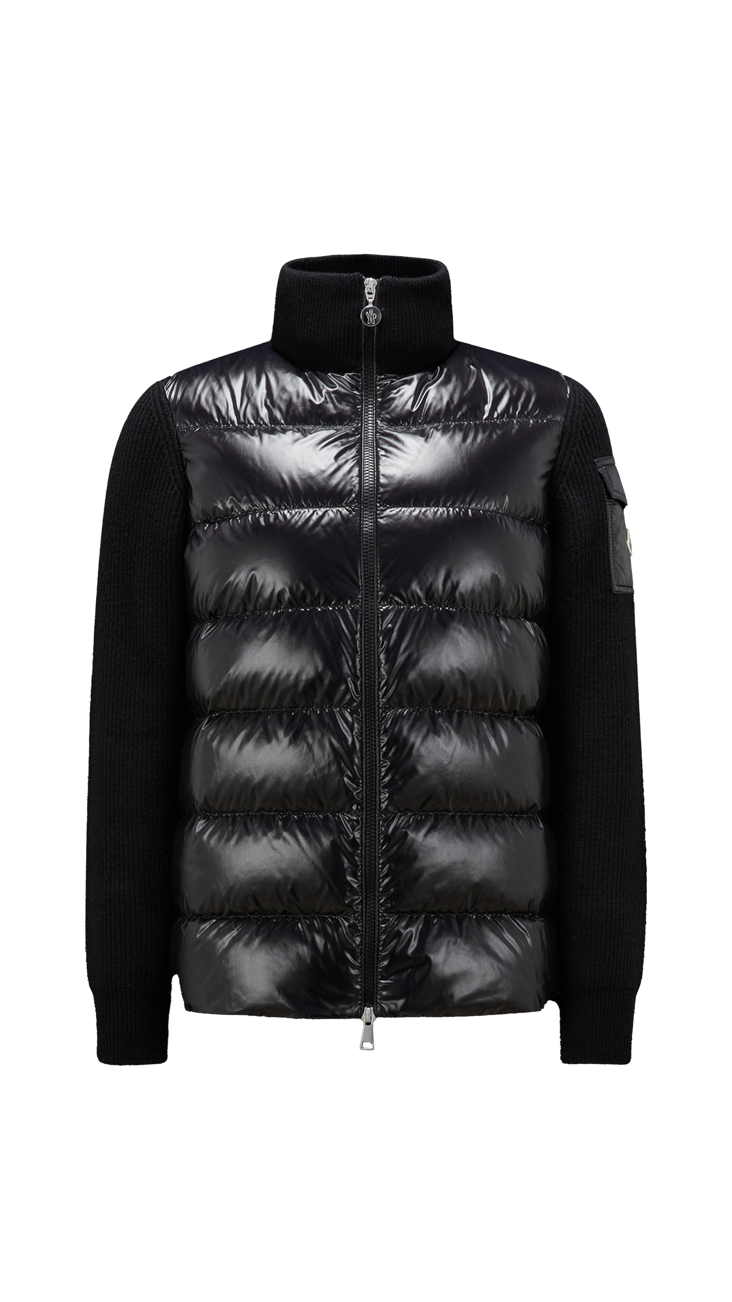 Padded Wool Cardigan - Black