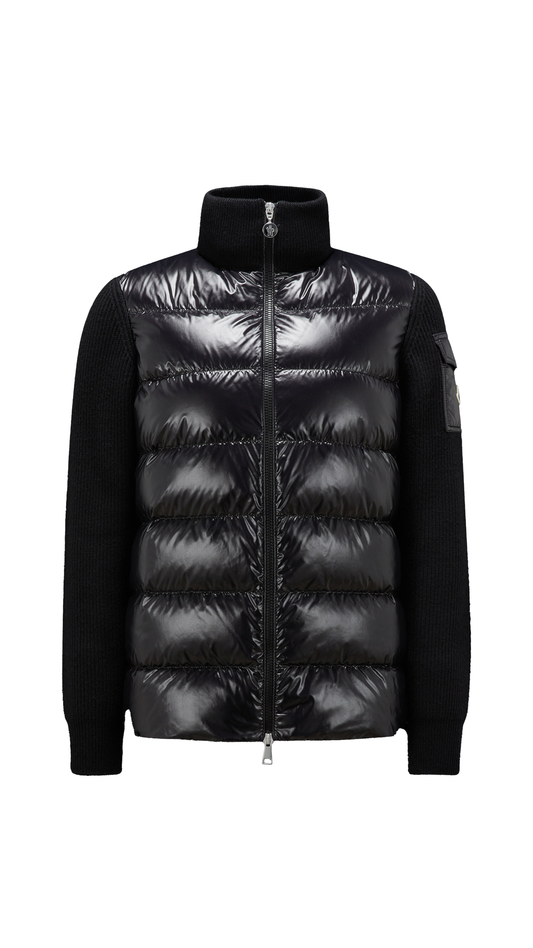 Padded Wool Cardigan - Black