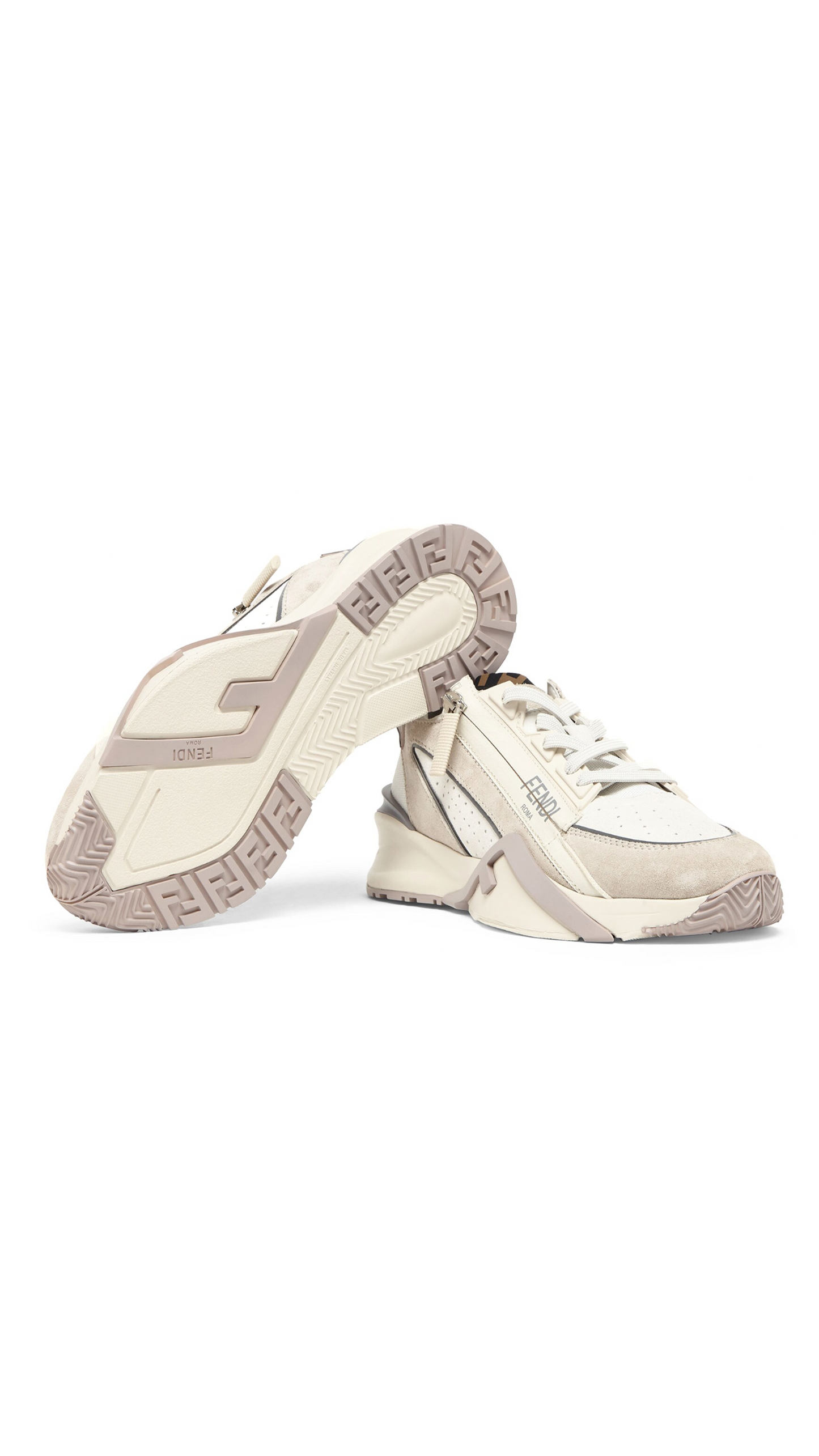 Fendi Flow Suede Sneakers - White/Beige