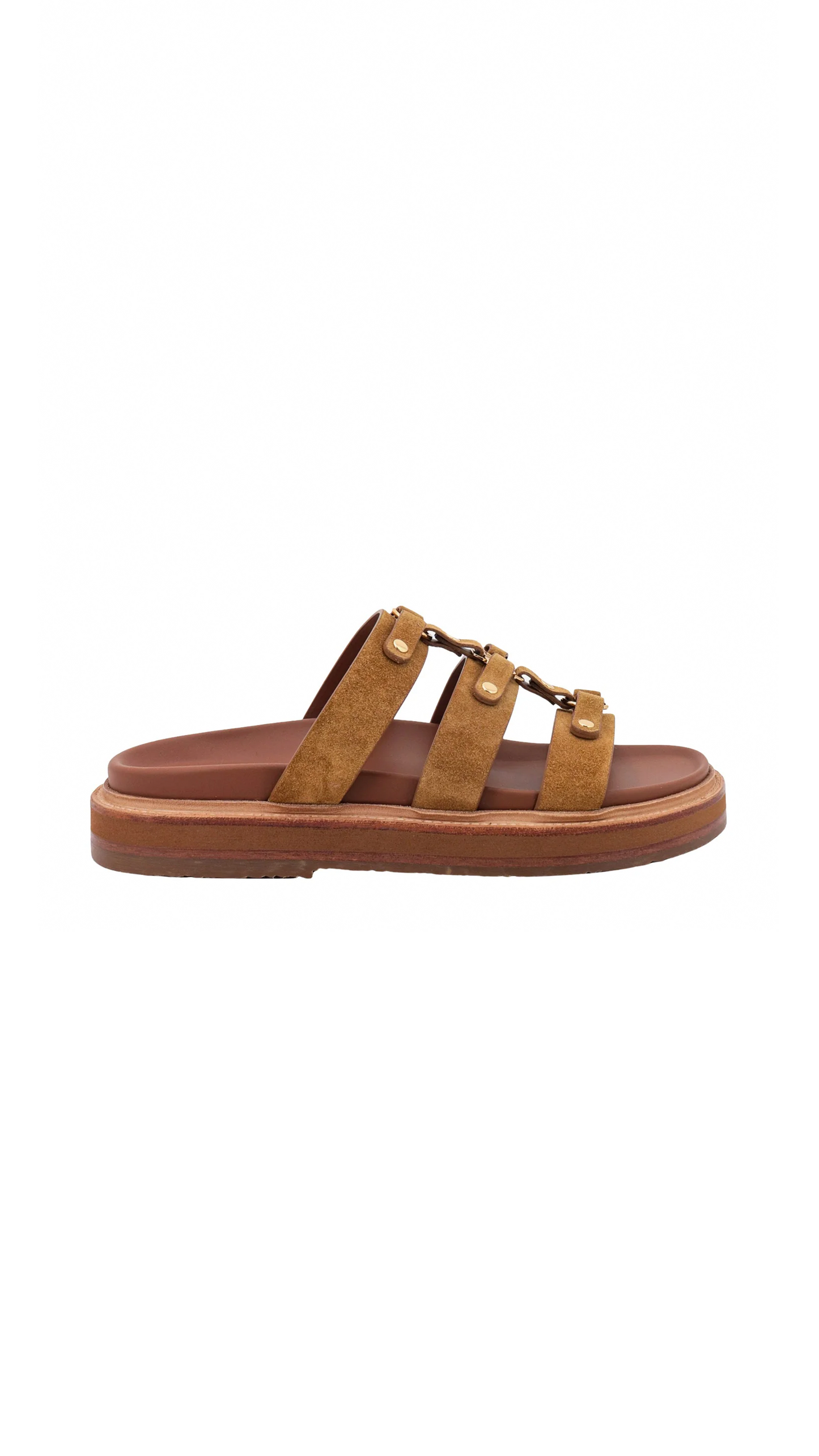 Tippi Slides in Suede and Calfskin - Tan
