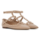 Rockstud Ballet Flat With Straps and Tonal Studs - Poudre