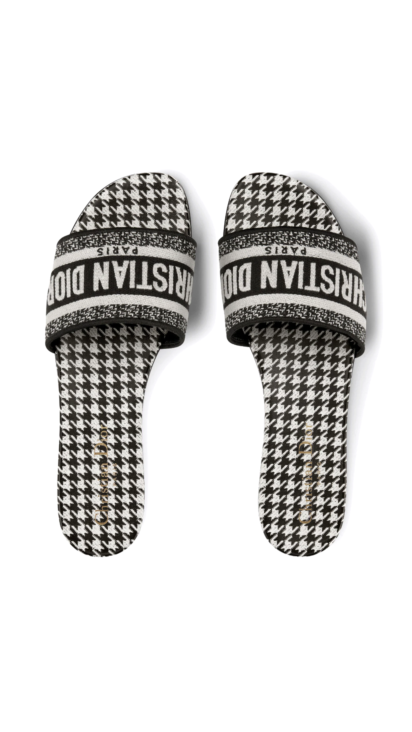 Dway Micro-Houndstooth Slide - Black/White