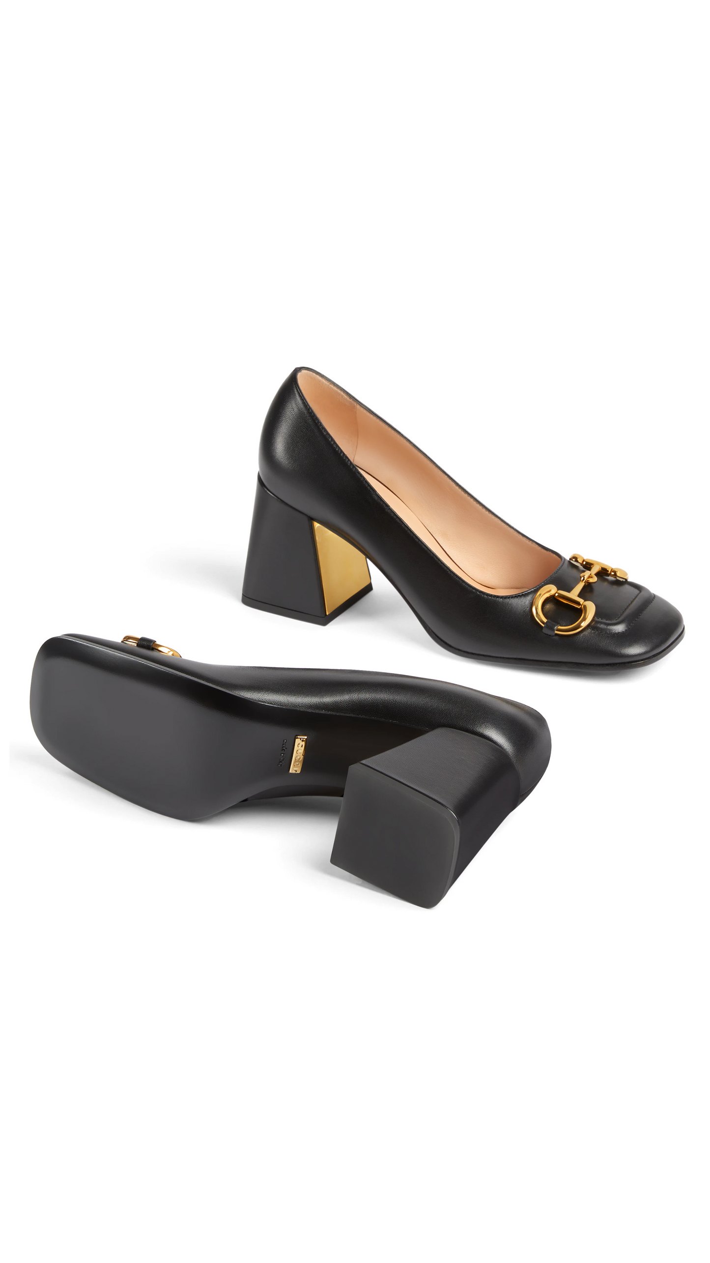 Mid-heel Pump with Horsebit - Black