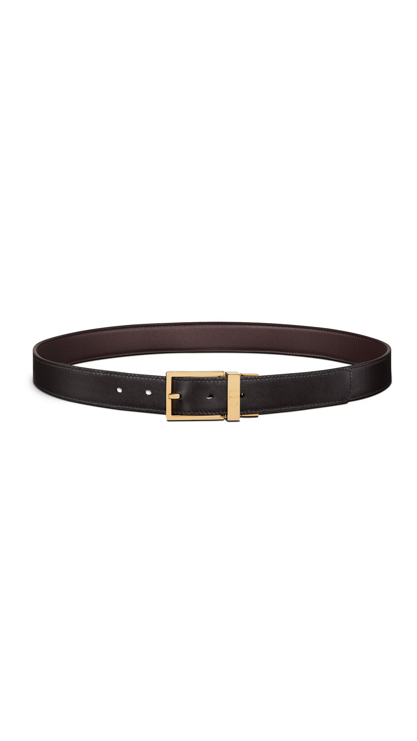 Reversible Belt in Smooth Calfskin - Black/Brown/Gold