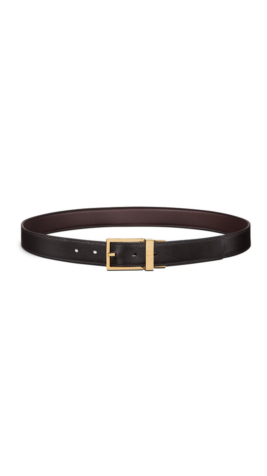 Reversible Belt in Smooth Calfskin - Black/Brown/Gold