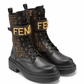 Fendigraphy FF Canvas and Leather Boots - Brown/Black
