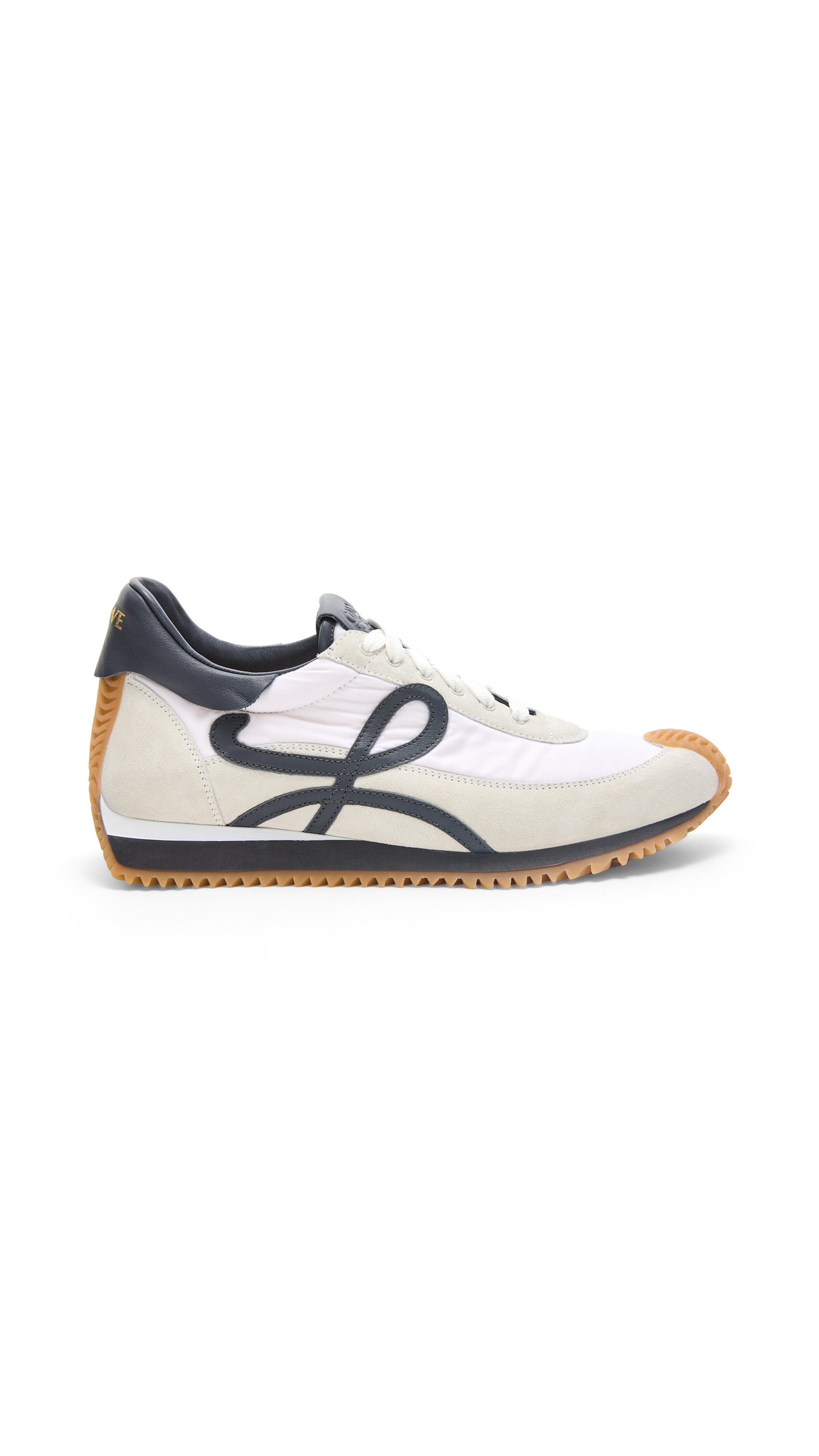 Flow Runner in Nylon and Suede - White/Grey/Navy