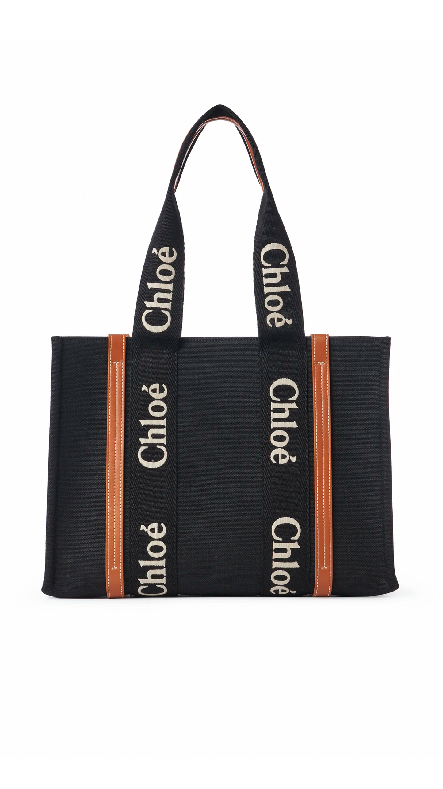Medium Woody Tote Bag - Black/Beige