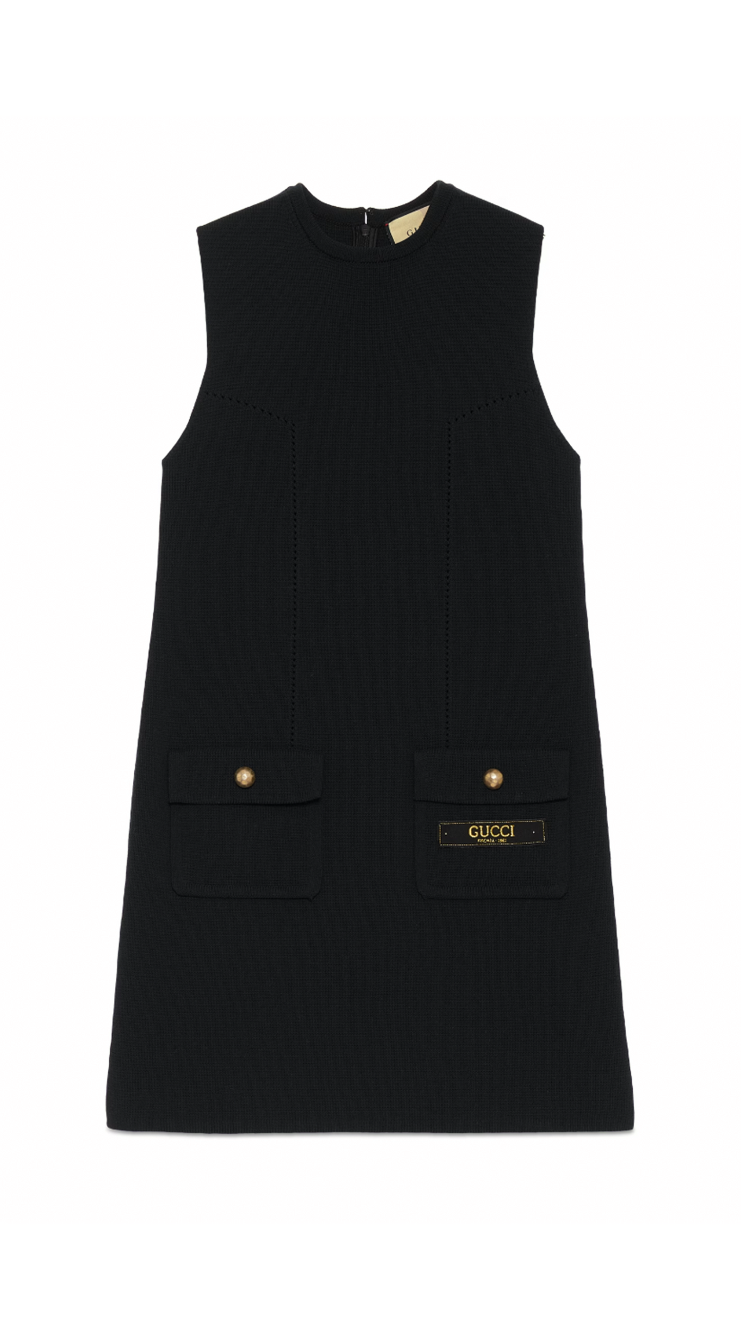 Fine Wool Sleeveless Dress - Black