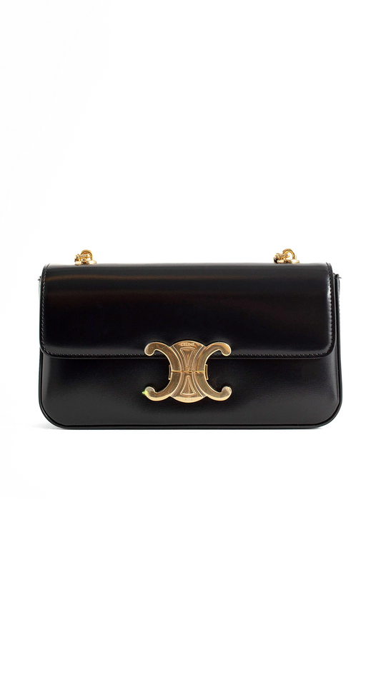 Chain Shoulder Bag Triomphe in Shiny Calfskin - Black