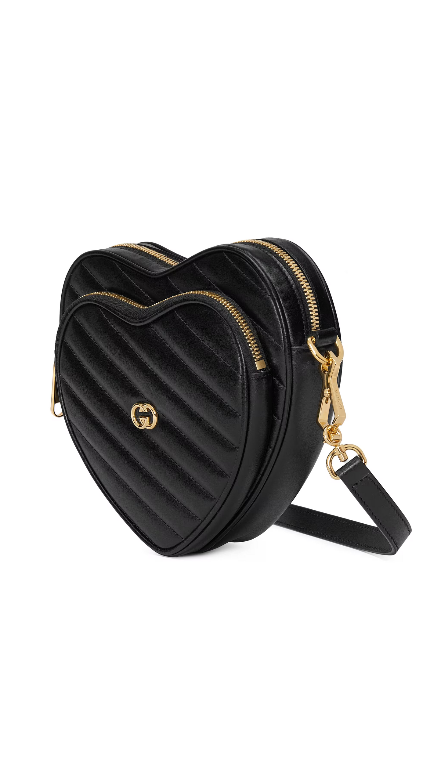 Interlocking G Mini Heart Shoulder Bag - Black