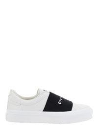 Sneakers In Leather With Givenchy Webbing - Black / White