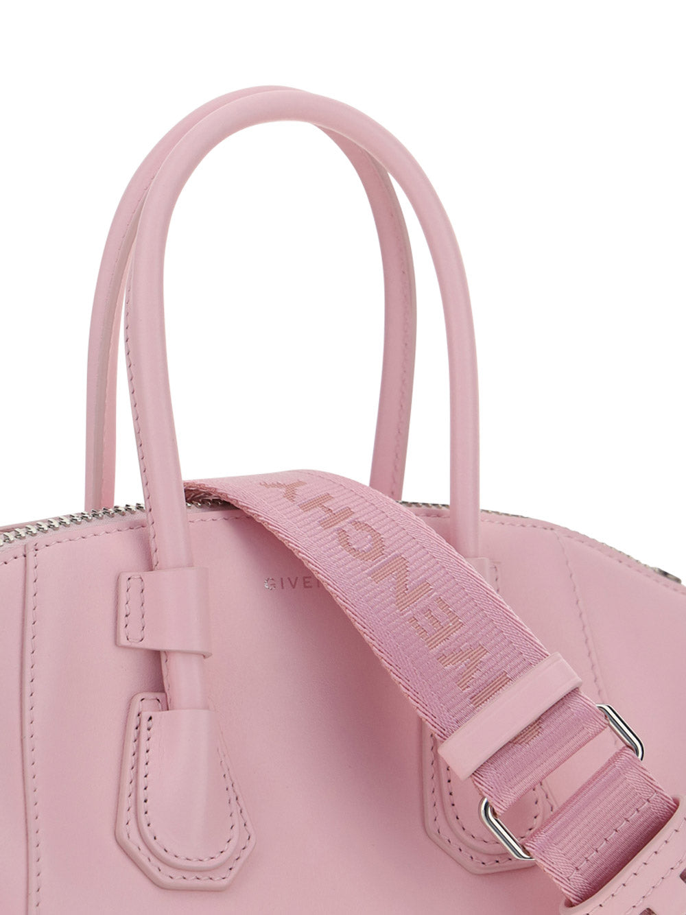 Mini Antigona Sport bag in Leather - Blossom Pink.