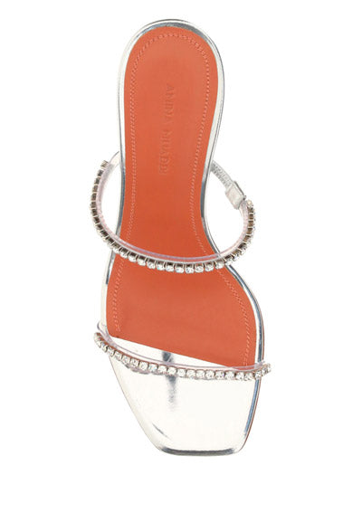 Gilda Metallic Crystal Sandals 70mm - Clear